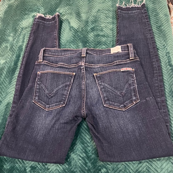 Hudson Minimalist Dark Wash Skinny Midrise Denim Raw Hem 24 - Picture 3 of 11